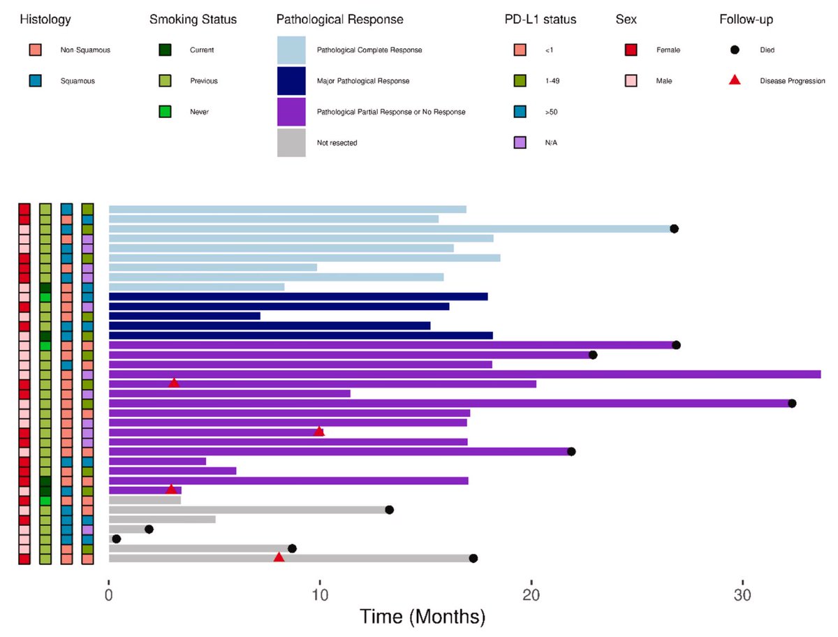 diegoadiazg's tweet image. 🫁 CHIO3: Chemo + Durvalumab in N2 NSCLC.

N2 clearance: 73.3%
pCR: 30%
R0: 93.3%
18-mo EFS: 60.6%
Feasible, low toxicity, strong nodal downstaging in N2+ disease.

📖 Lung Cancer
DOI 👉🏻 doi.org/10.1016/j.lung…

#CánCare #NSCLC #Immunotherapy #lcsm