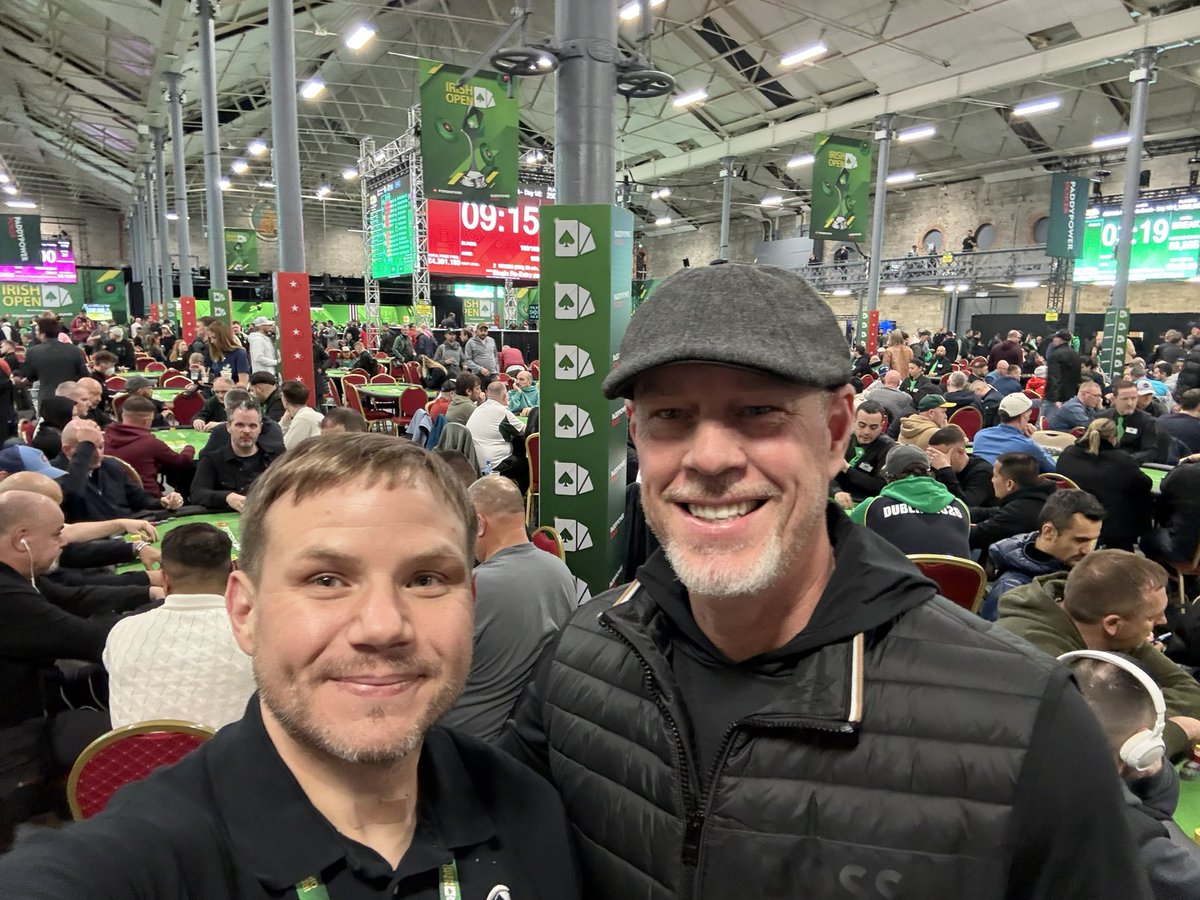 🇮🇪 I came all the way Ireland only to run into <a href="/msptpoker/">MSPT</a> President <a href="/BryanMileski/">Bryan Mileski</a>!

Couple of Midwest guys at the longest running NLH poker tournament outside of Pas Vegas. 46th edition of the Irish Poker Open.

I see a lot of similarities between the players here and those that