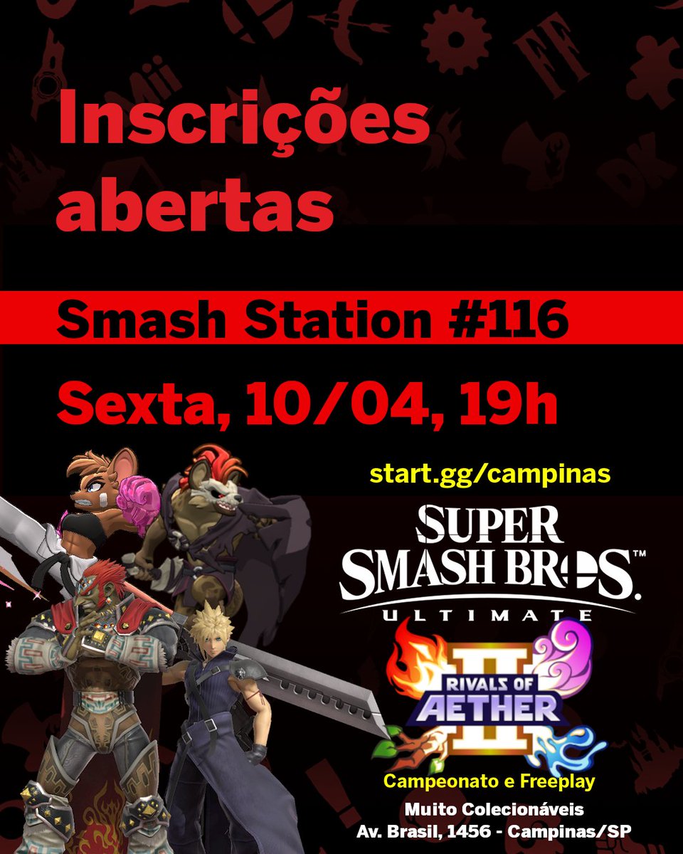 TeamPolygonBR's tweet photo. O próximo confronto está agendado para o dia 10! Mais uma vez na Muito Colecionáveis, teremos jogatina de Super Smash Bros. Ultimate e Rivals of Aether II - venha nos conhecer, a primeira inscrição é GRATUITA! https://t.co/7a3JN4BnQy