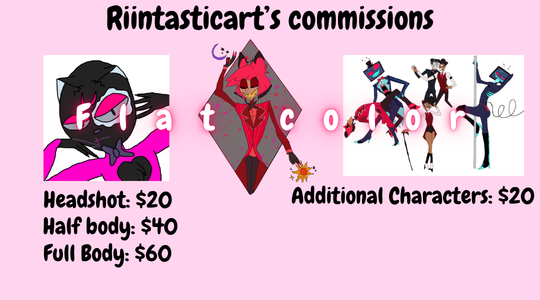 rinttaastic's tweet photo. Opening up commissions ✨🌟💫 
Commission Info: https://t.co/0IuVugi0kc
Check below for more info! #HazbinHotel https://t.co/MOv23I0uhn