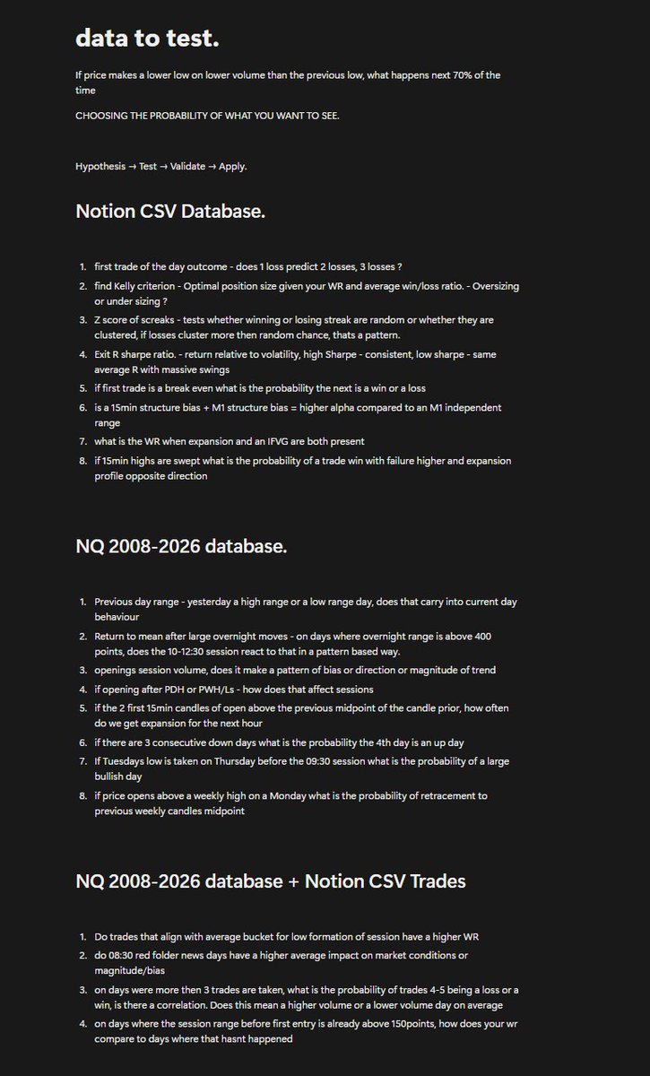 data analysis i plan to do - if you have any additions you want to see for your own trading let me know