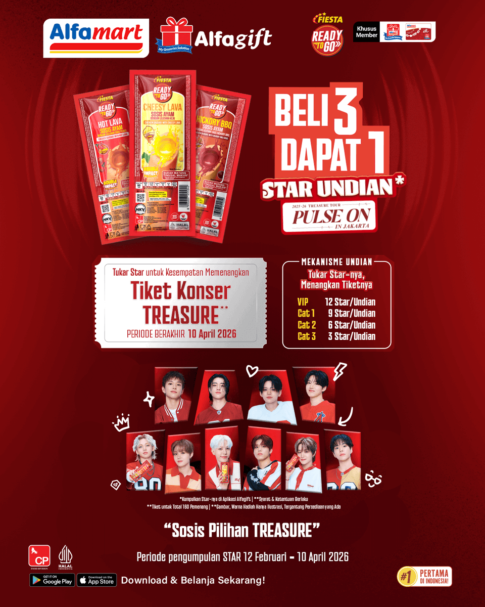 alfagift_idn's tweet photo. Teume pasti super duper hepi banget pas liat postingan ini 😍

Gimana enggak, Kamu punya kesempatan buat menangin TOTAL RATUSAN tiket konser TREASURE “PULSE ON in Jakarta” loh! Ini bukan mimpi ya, beneran bisa kamu dapetin! https://t.co/KzLFJUc3tC
