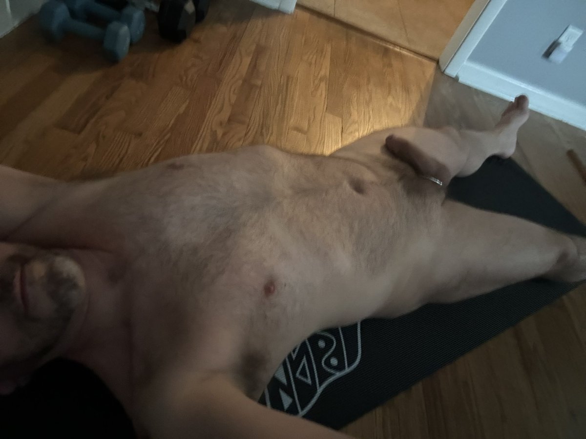 Sometimes a little nude yoga at home is a good substitute for the gym