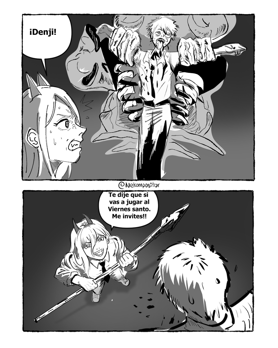 nekompositor's tweet photo. Power se enojó porque Denji no la invitó a jugar 🤣
Un dibujito sencillo que hice.
#viernessanto #denji #power #csm #ChainsawManAnime https://t.co/jWpIvx4edN