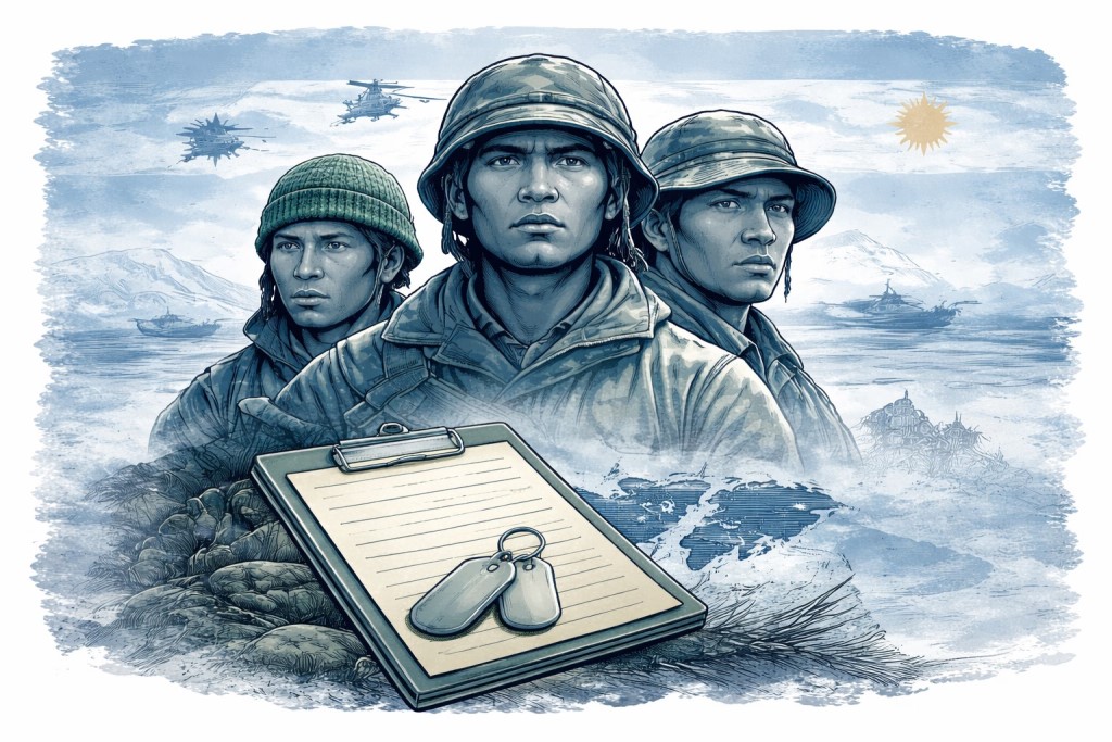 Malvinas no fue homogénea.
Cientos de combatientes fueron indígenas y el Estado nunca los registró como tales. Sin padrón, sin nombres completos, sin reconocimiento.
La memoria oficial sigue incompleta. Y ese vacío también dice algo.

Nota completa en MisionesPlural.net