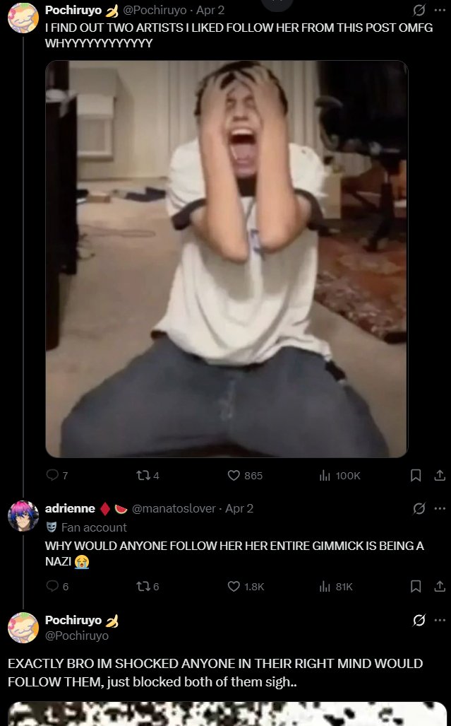 blocking all your favorite accounts because they follow someone you don't like