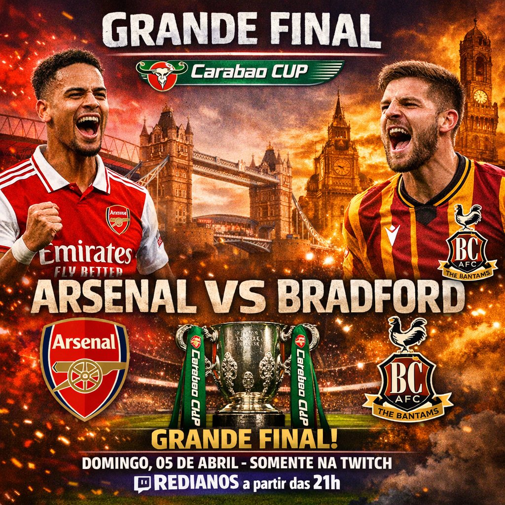 redianos_'s tweet photo. 🎮 DOMINGO, 05 DE ABRIL
📺 Somente na Twitch: https://t.co/9FQMnXpWqT
⏰ A partir das 21h

🔥 Prepare o coração.  
🔥 Chame os amigos.  
🔥 A final vai pegar fogo — e você não pode ficar de fora.

#fc26 #fifa #futebol #futebolingles #twitchstream https://t.co/MGu6rIQ2i6