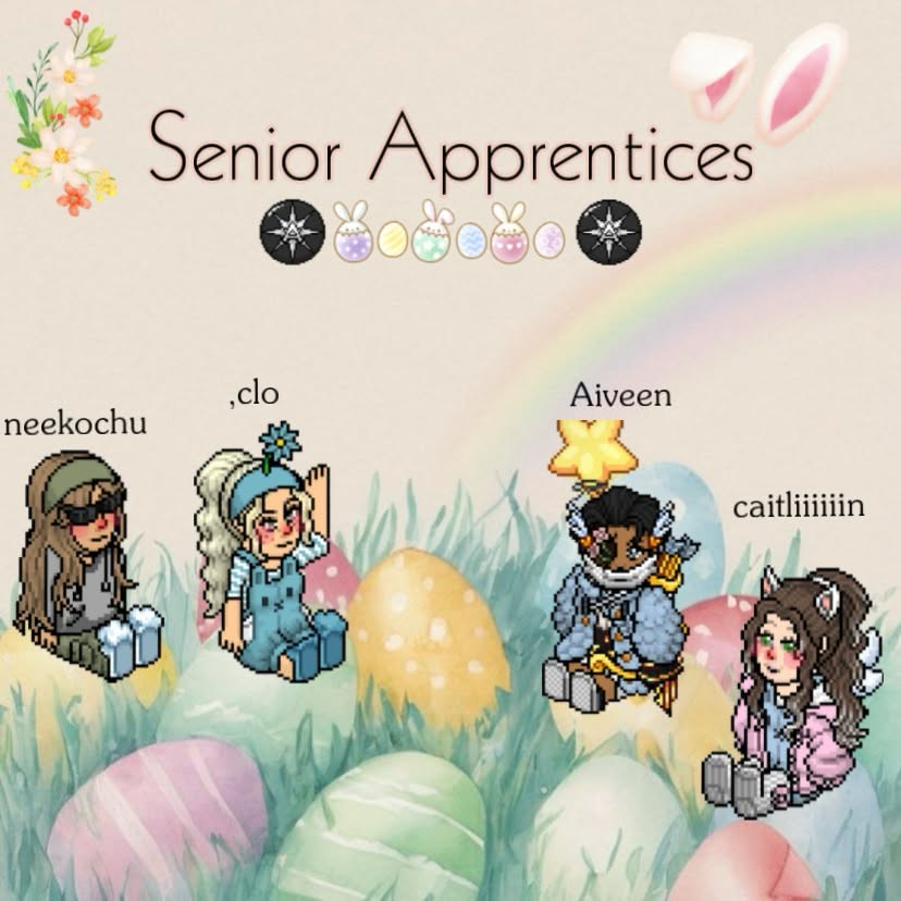 HIA__Habbo's tweet photo. Our Senior Apprentices hanging out and celebrating Easter! Congratulations!π€π
- created by Nosebts #HIA #Habbo #HIAApprentice https://t.co/b54XWOLJ43