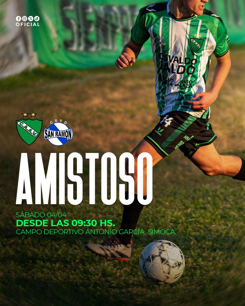 AltoVerdeSimoca's tweet photo. Sábado a la mañana jugamos en casa 💪💚
Seguimos preparándonos para el inicio del torneo, enfrentamos en un partido amistosos desde las 09:30 hs. a San Ramón.

¡TODOS A LA CANCHA! 🙌
Valor de entrada: $2000 

#VamosLosVerdes🇳🇬 https://t.co/BEwXvs3yA2