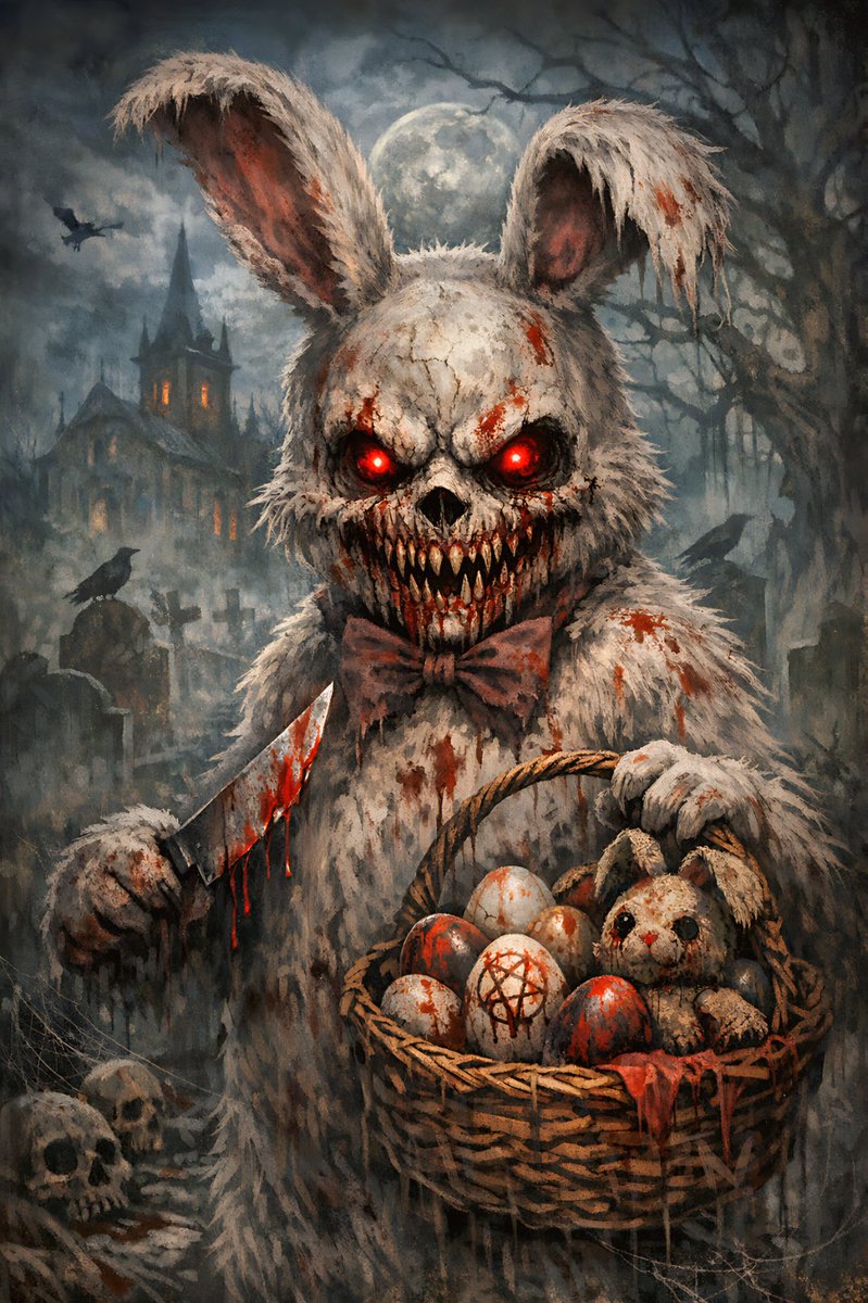DrakaDigital's tweet image. Happy Easter
spring bleeds through the graveyard gates. The Bunny’s back—and it’s hungry. 🩸🐇 #DarkEaster #GothicHorror #MacabreArt