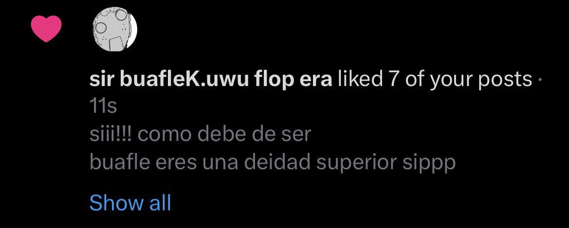 mi ídolo buafle le dio like a mis post!!!
oh por dios es el mejor día de mi vida unu 
buafleeeee eres mi ídolo soy tu fan desdeque tenias el otro user buafle buafleeeeee eres muy pro buafle ><