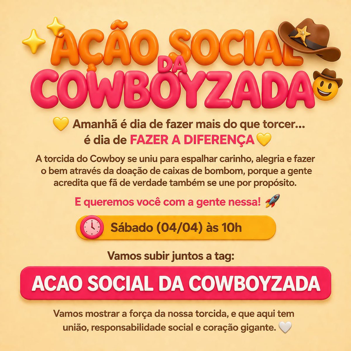 Conto com todos vocês amanhã ✨💛