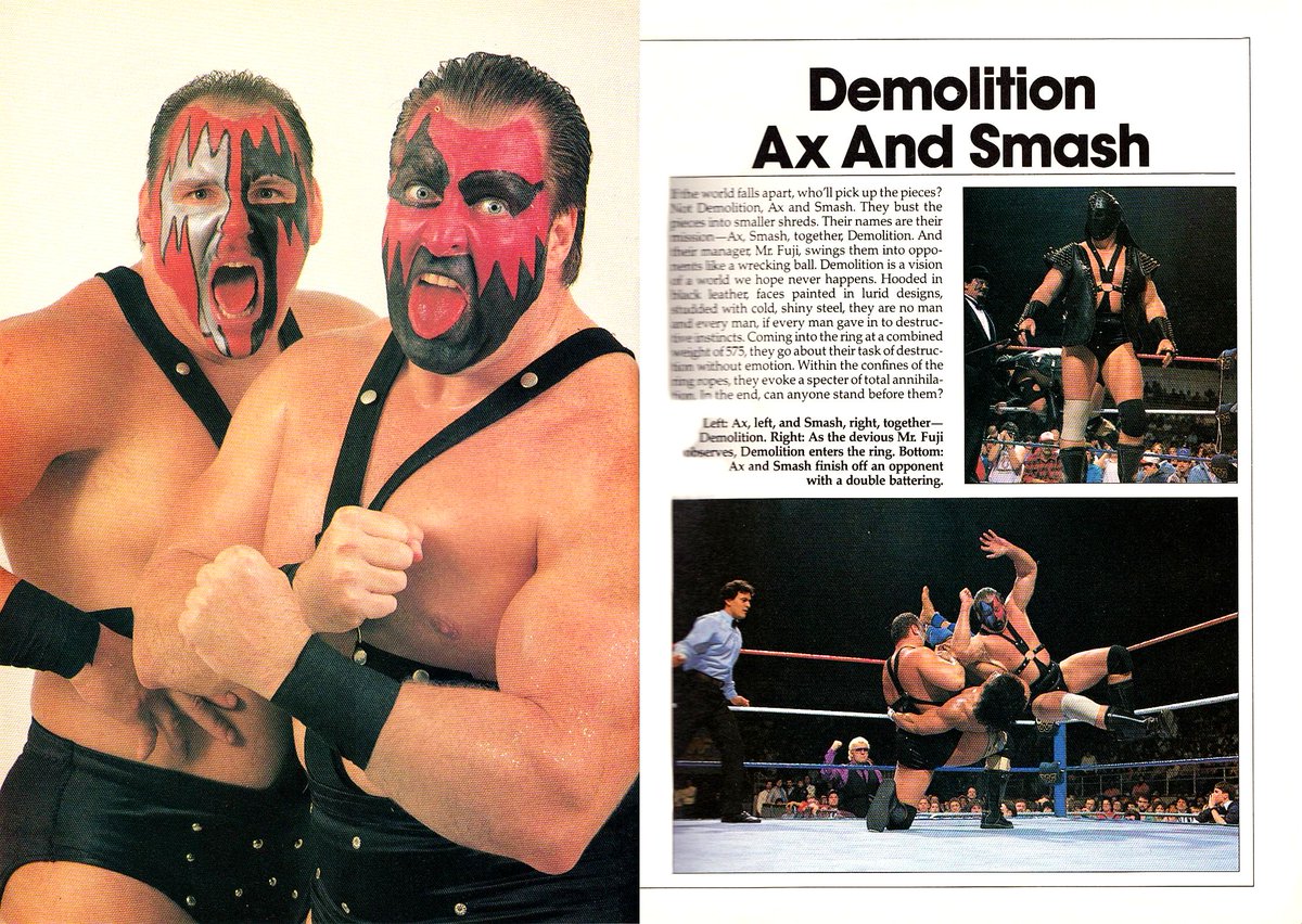 RealDemoSmash's tweet image. A profile from #WWE Magazine in 1987 with some early facepaint designs!

#flashbackfriday #SmackDown