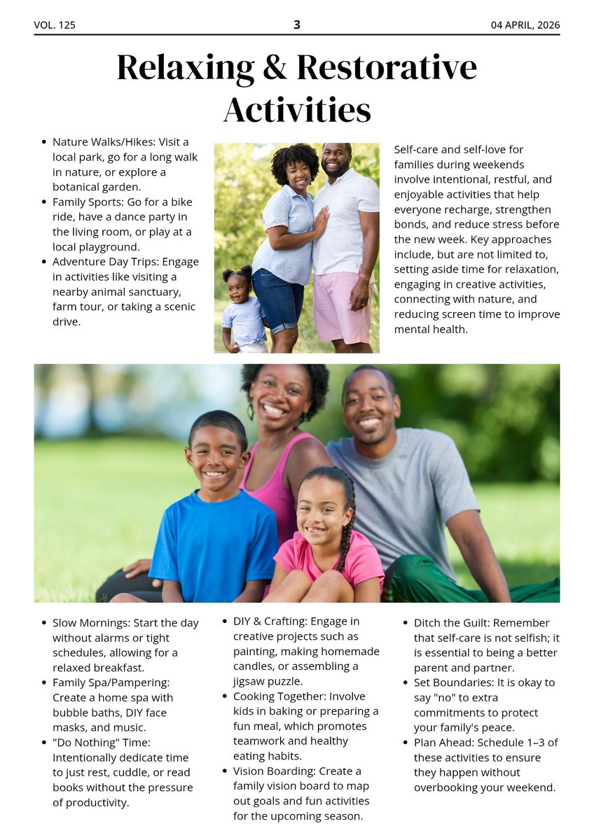 DocsExplainFM's tweet image. 1️⃣ Family outdoor fun (walks, games) 🚶‍♂️⚽
2️⃣ Cook &amp;amp; eat healthy together 🥗🍲
3️⃣ Digital detox, real bonding 📵❤️
4️⃣ Relax, rest &amp;amp; reset as a family 😴🛌
5️⃣ Plan health goals for the week 📝💪

#FamilyHealth #WeekendWellness #HealthyHabits #Wellness #MentalHealth 💙