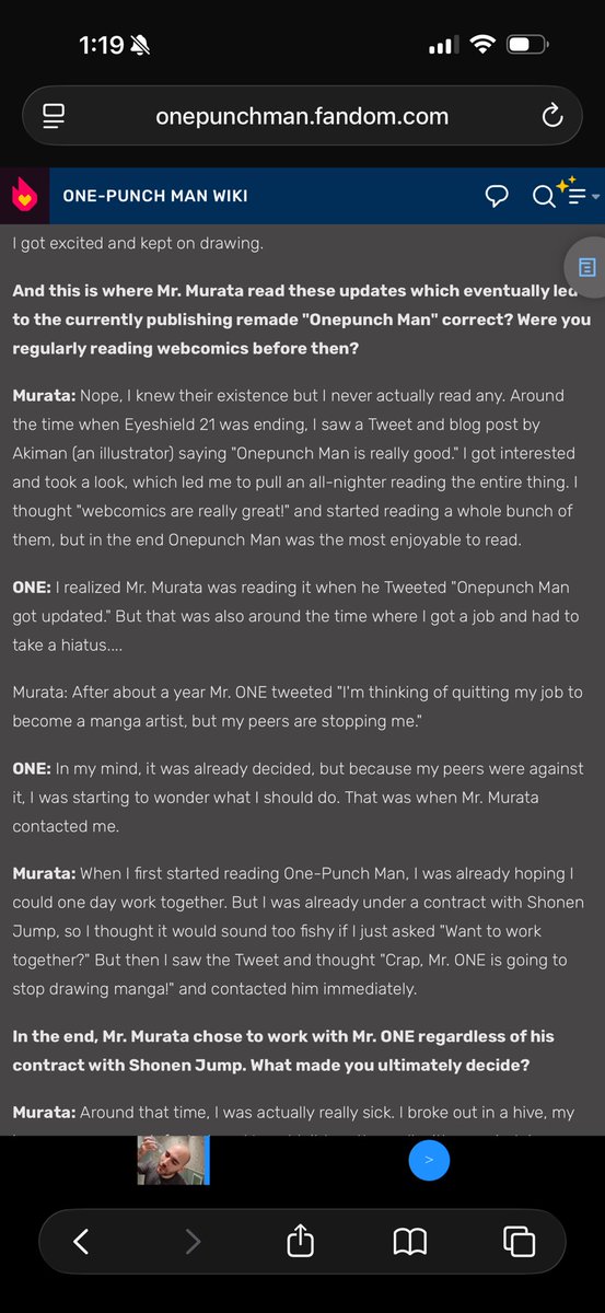 gacha_zilla's tweet photo. @FatBast36908006 @bipin_np17 So I will admit, I did misread/misremember the interview, so that's my bad but my point still stands with murata being the reason why ONE is where he's at today https://t.co/abhOIY24FS