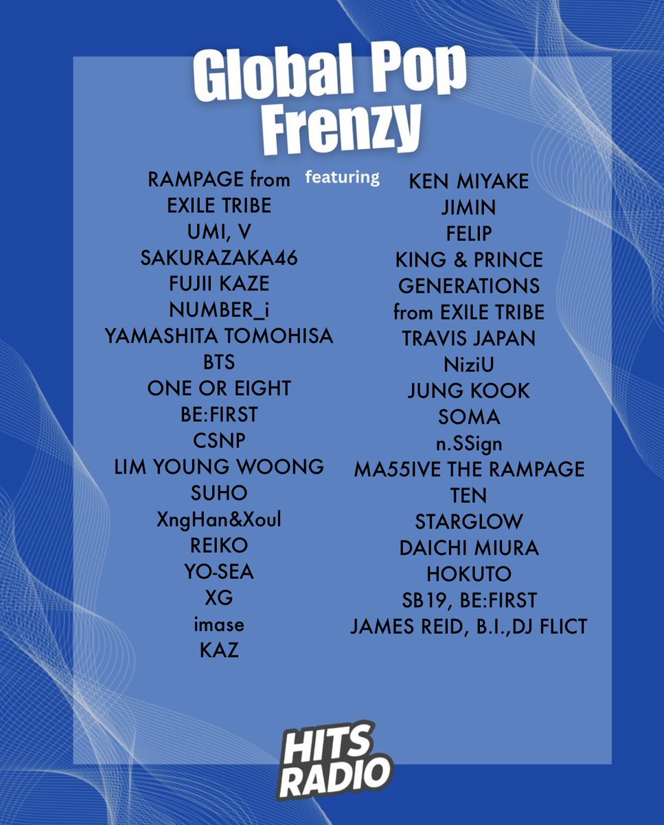 HitsRadioCanada's tweet image. It’s Friday, which means it’s time to wrap up the week with another fun night of music on #GlobalPopFrenzy 🎶✨

Thank you for spending part of your week with us and for making each show so enjoyable. It’s always such a nice feeling getting to share great songs, new favorites,