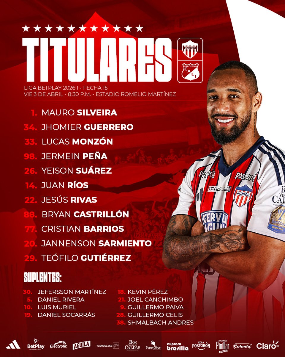 JuniorClubSA's tweet image. ¡TITULARES! 🔥🦈
#VamosJunior