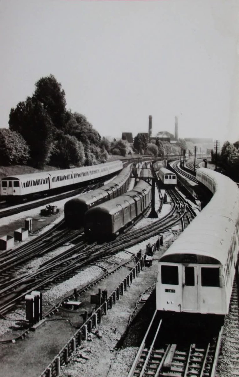 BeardedBrownMa1's tweet image. A lovely 1962 photo of Wembley Park Station showing 1938 stock and 'A' Stock trains #london #tube #underground