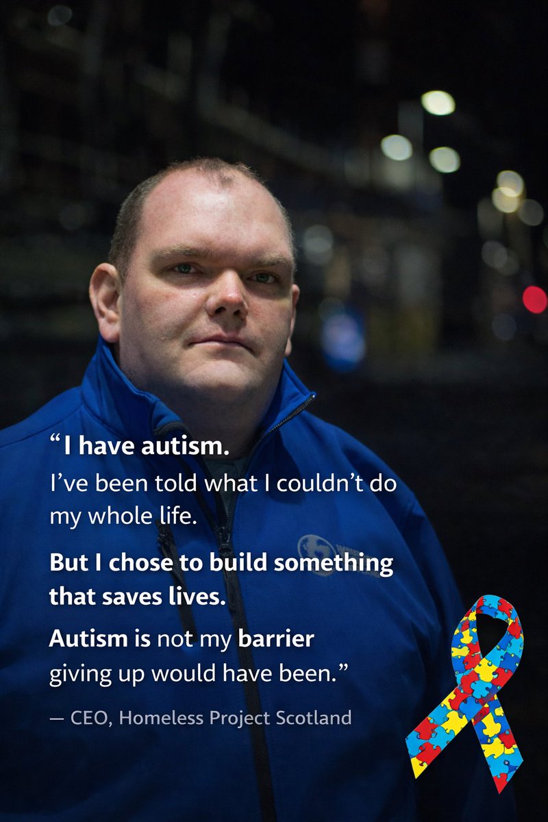 Yesterday was #worldautismday

Today, we stand proud.

Our CEO Colin McInnes lives with autism and has gone on to build a national charity that saves lives every single day &amp; night.

While others see barriers, he saw people in need.
While systems failed, he stepped forward.