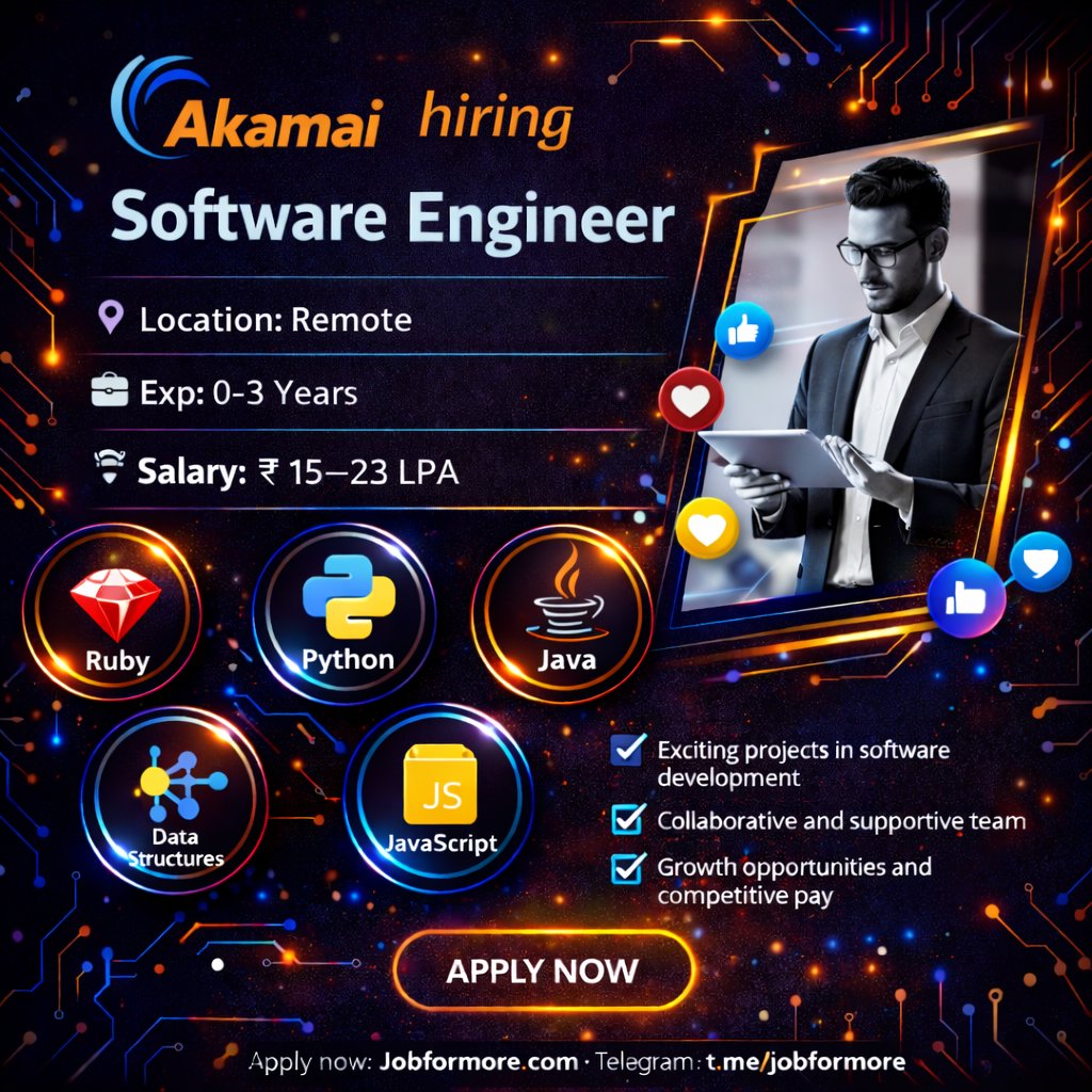 jobformore's tweet image. ☁️ Software Engineer @ Akamai!

🏠 Remote

🎓 CS Bachelor's

🔥 Python + Java

💰 INR 15–28 LPA

Edge Computing! ⚡

#Akamai #RemoteJobs #TechJobs #Freshers #Jobformore

Apply: tr.ee/GMcwJT