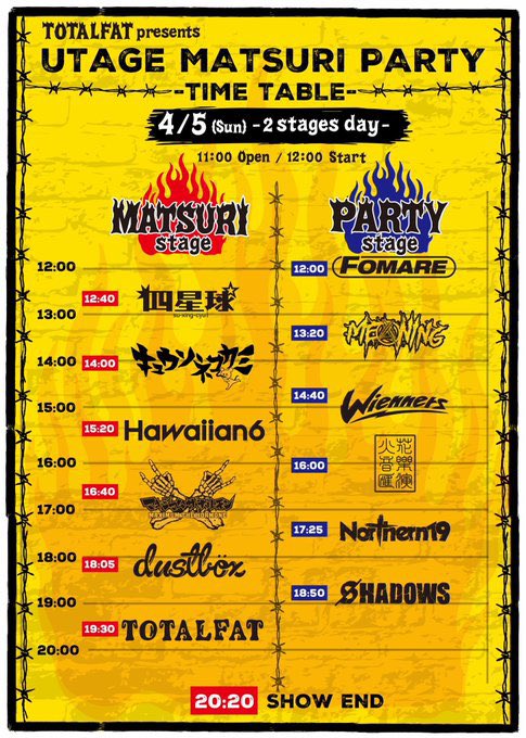 N19_OFFICIAL's tweet image. ［明日］
2026年 4月5日(日) 
Zepp DiverCity TOKYO

TOTALFAT pre. "UTAGE MATSURI PARTY"

TICKET SOLDOUT‼︎

Northern19はPARTY STAGEにて17:25〜🔥

グッズ販売はopenからを予定しています◎

よろしくお願いします🤘

 #Northern19