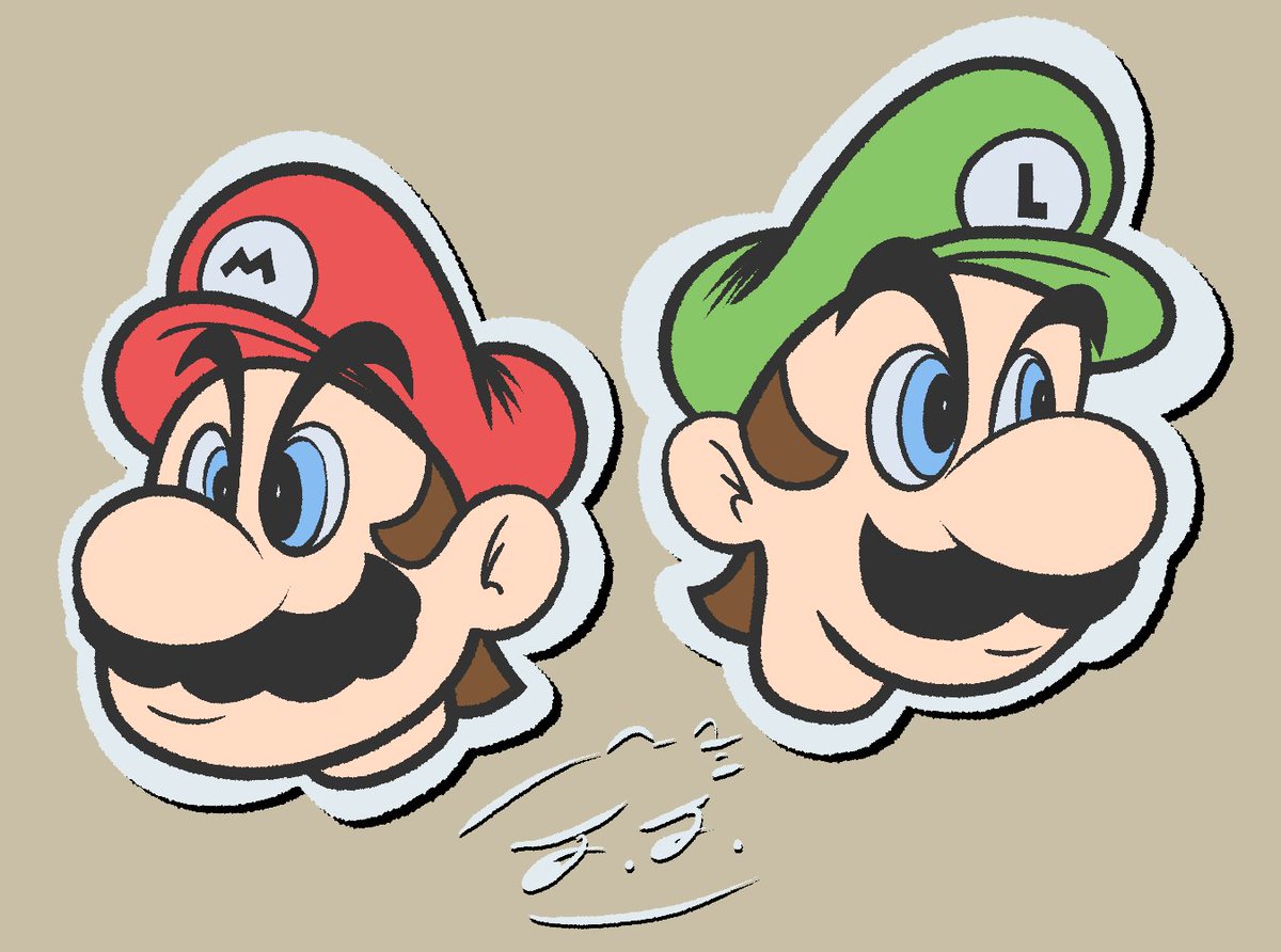 Visual research for something I'm working on in 3D, loved the SMB1 Famicom box-artwork &amp; wanted to see what Luigi would look like if he wasn't just a palette-swapped Mario at the time...

#SuperMarioBrosfanart #Nintendofanart