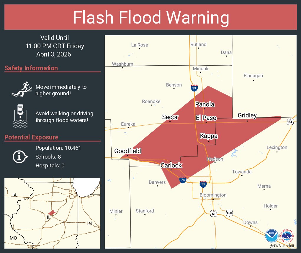 Flash Flood Warning including El Paso IL, Gridley IL and Goodfield IL ...