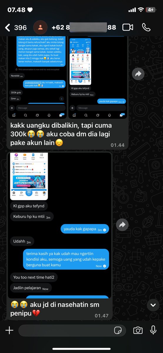 hiceyie's tweet photo. guys korban penipuan dia dm aku dan kita move wa buat sharing informasi, nipu sebesar 493K yang dibalikin 300K + malah nasehatin kaya dibawah ini maksudnya gimana? #zonauang #zonajajan https://t.co/pfw4lxL0VP