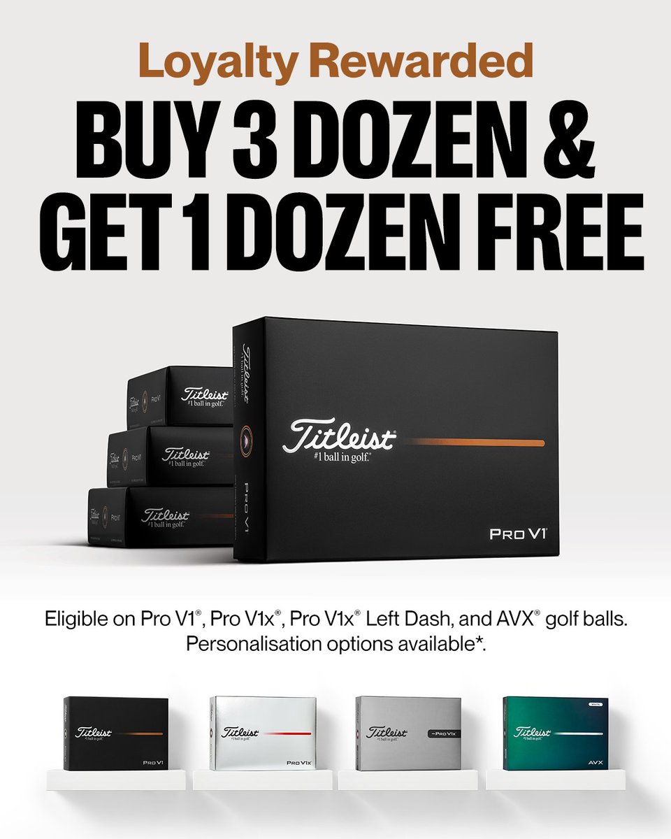 drummondgolf's tweet image. Loyalty has its Rewards ⭐

For a limited time, when you purchase 3 dozen Titleist golf balls, you’ll receive a fourth dozen FREE.

Available while stocks last. In-store only offer. For more info: drummondgolf.pulse.ly/jsvvaltfcm

#TitleistGolf #TitleistBalls #LoyaltyRewards