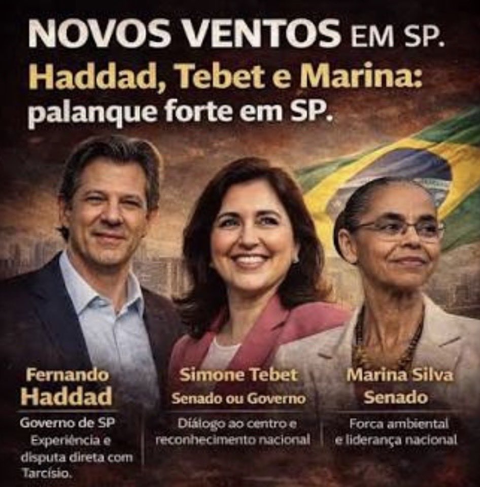 <a href="/teixeiracds/">Prof. Carlos</a> <a href="/ZATANGOIES/">Anjo santificado</a> <a href="/kakabelaz/">kaka</a> <a href="/kikoceleguim/">Kiko Celeguim ⭐️🚩</a> <a href="/MarinaSilva/">Marina Silva</a> <a href="/geraldoalckmin/">Geraldo Alckmin 🇧🇷</a> <a href="/LulaOficial/">Lula</a> <a href="/ptbrasil/">PT Brasil</a> <a href="/PSBNacional40/">PSB Nacional 40</a> <a href="/GuidaCalixtoPT/">Guida</a> <a href="/juliette/">Juliette</a> <a href="/VaiPaolla/">Paolla Miguel 🫰🏿</a> <a href="/dudahidalgo13/">Duda Hidalgo</a> <a href="/afreitasthaina/">Thainá Almeida</a> <a href="/thainarafariapt/">Thainara Faria 13</a> SÃO PAULO 

TIME DO LULA 

SÃO PAULO