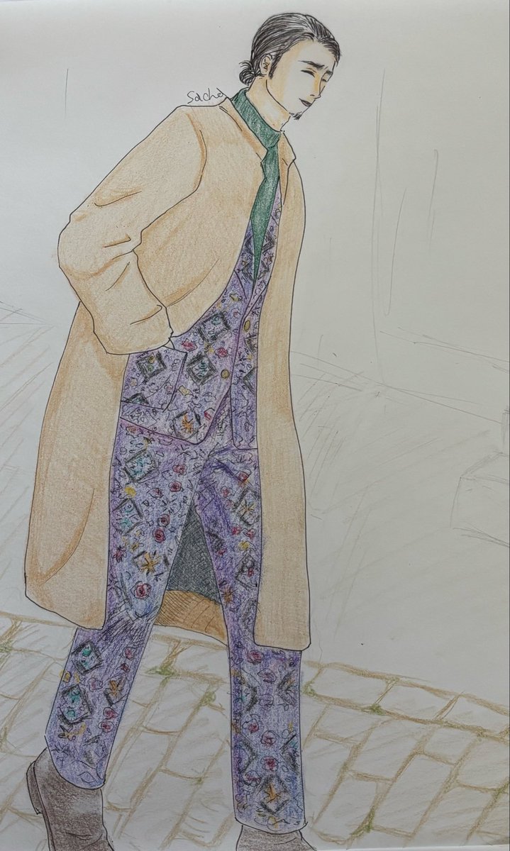 🇫🇷ファッションweekのスナップ的なやつ。塗り絵した✏️
ｱｽﾞﾏﾈに派手な服着て欲しい。