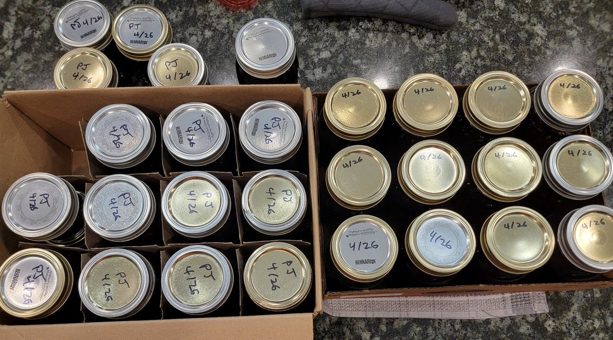 Dendritic_View's tweet photo. Made just over 12 liters of jam today - Haskap jam and Haskap/Red Pepper/Serano jam (or is the second one a jelly?)
#Haskaps https://t.co/mlKPtml72R