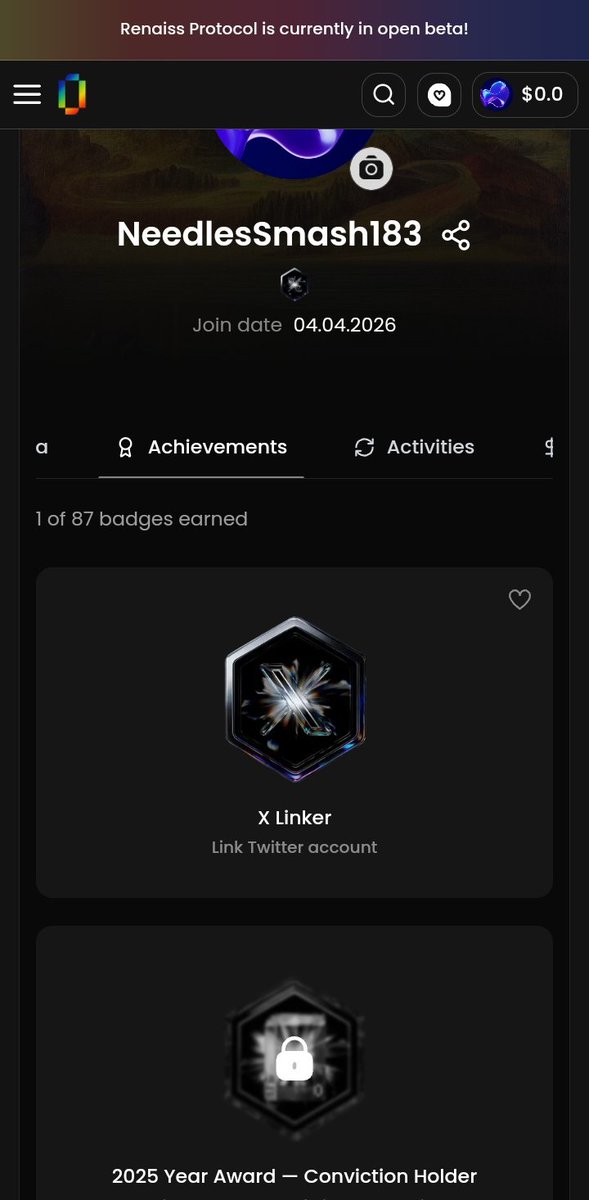 Mdimran_islam's tweet photo. Achievement SBT Revived

Renaiss brings back January SBT
New users can unlock again
https://t.co/UC8sTk71V7

@renaissxyz https://t.co/0gJ1E6QheW