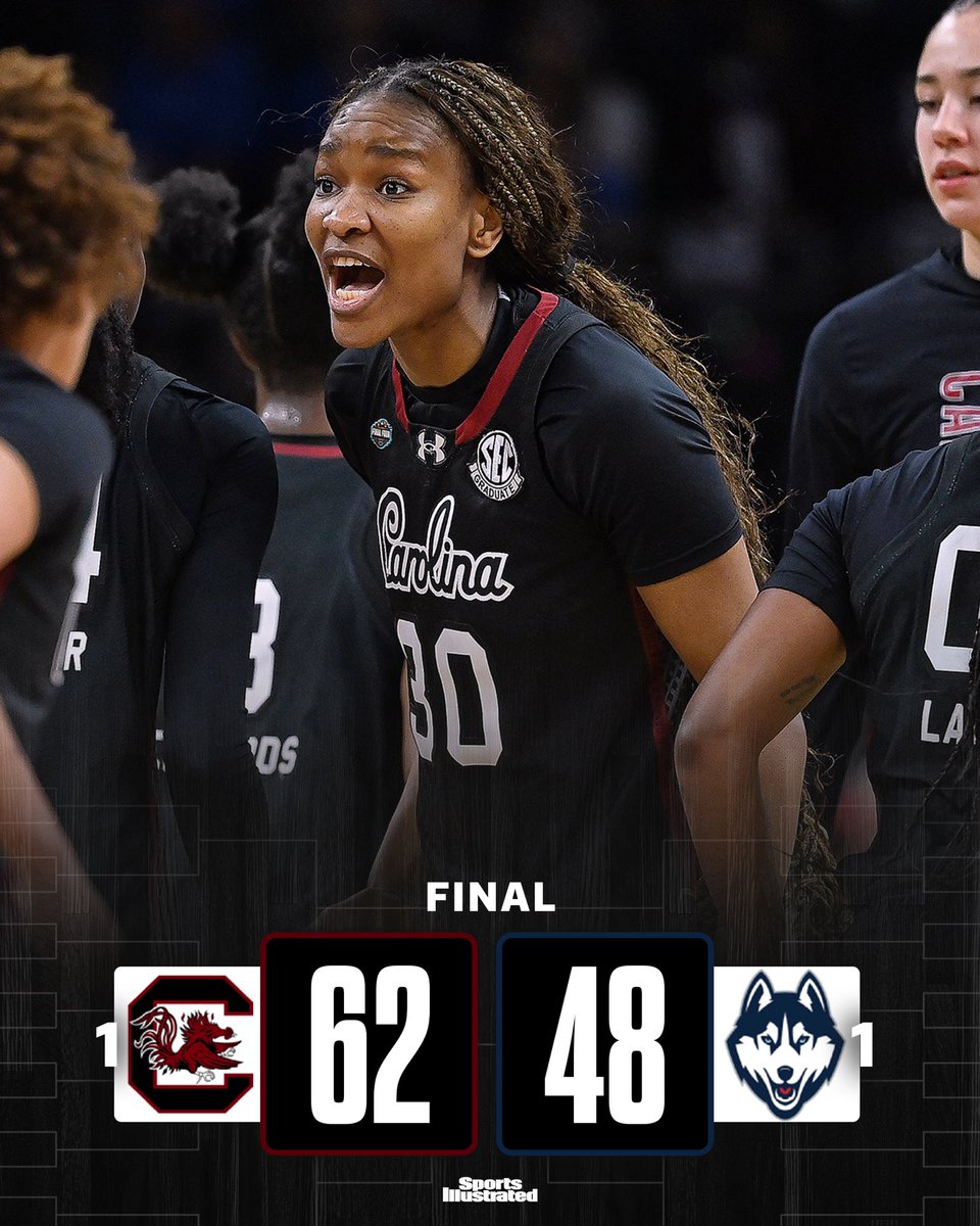SInow's tweet photo. SOUTH CAROLINA ELIMINATES UCONN TO ADVANCE TO THE NATIONAL CHAMPIONSHIP GAME❗ https://t.co/SFLGF03DcY