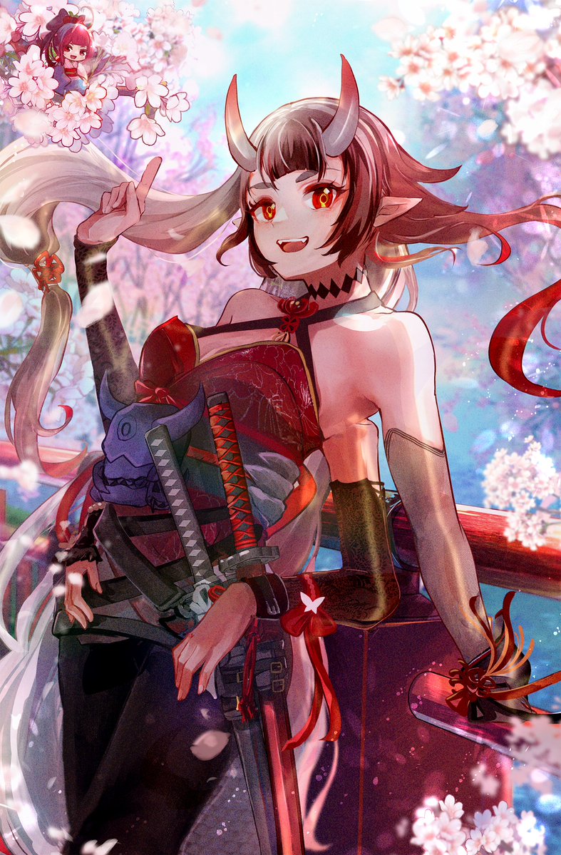 🌸鬼ドラゴン多椀ちゃんと桜と妖精

#OC #創作イラスト