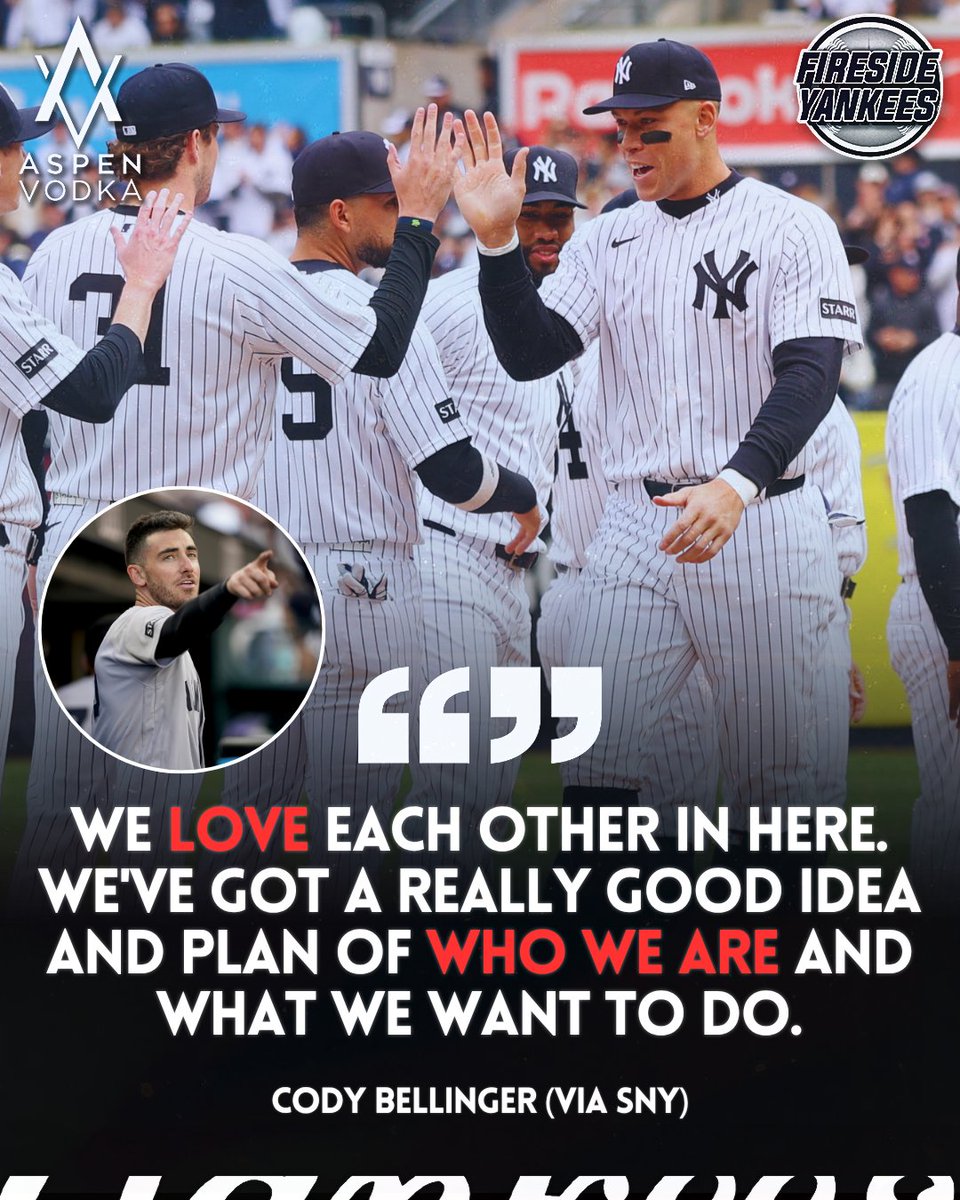 FiresideYankees's tweet image. "We love each other in here. We've got a really good idea and plan of who we are and what we want to do"

LOVE this from Cody Bellinger 🔥

Quote via SNY

#Yankees