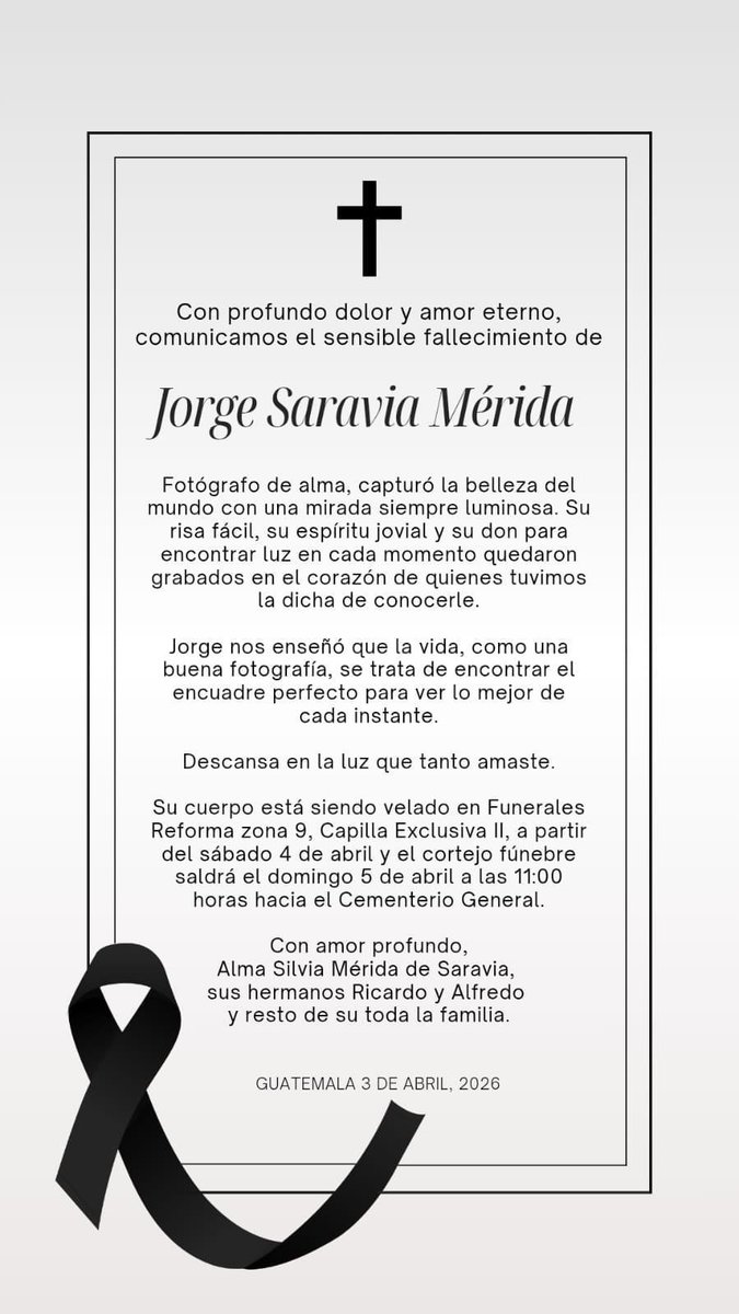 kennethmz's tweet photo. Descanse en paz el fotoperiodista de espectaculos Jorge Saravia, afiliado del Instituto de Previsión Social del Periodista (@ipspgt). https://t.co/tUnZ7ALJue