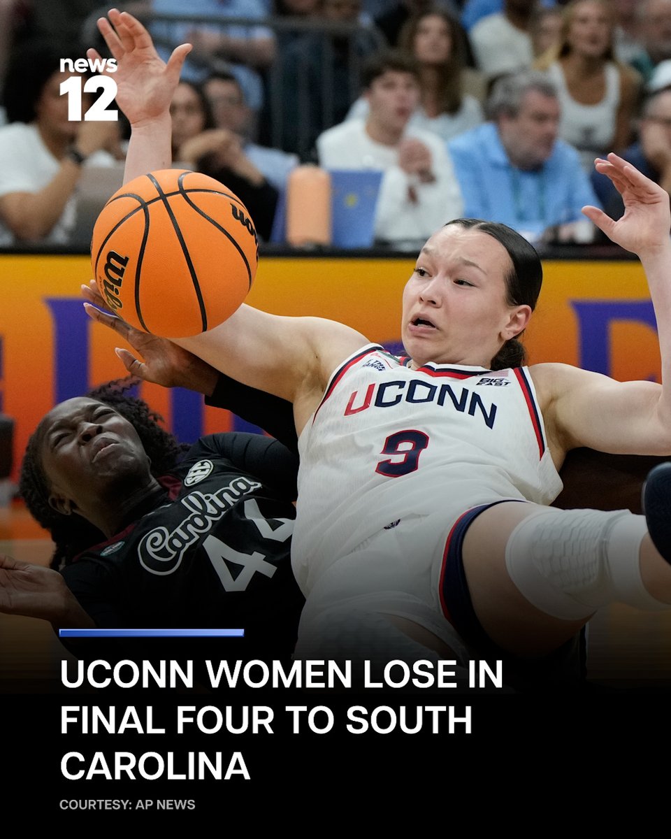 News12CT's tweet image. JUST IN: UConn women eliminated in the Final Four.

#News12 #Connecticut #UConn #Basketball #FinalFour

bit.ly/4c7p5TG