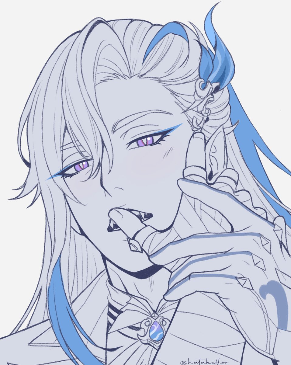 I love drawing him with fangs 💙
#Neuvillette #Neuvithesley