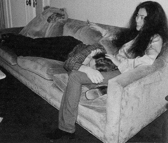ceofjohnlennon's tweet photo. john lennon on yoko ono's lap during the agreement dissolving the management contract between allen klein and the beatles at the plaza hotel (january 8, 1977)

📷 © bob gruen https://t.co/FEVW163UDU