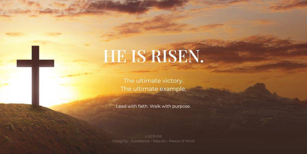 LucrumRE's tweet photo. HE IS RISEN.

A reminder that strength is built through conviction, and clarity comes from purpose.

Wishing you a meaningful Easter.

#EasterSunday #HeIsRisen #FaithDriven #Lucrum https://t.co/Jkrg2mqX4b