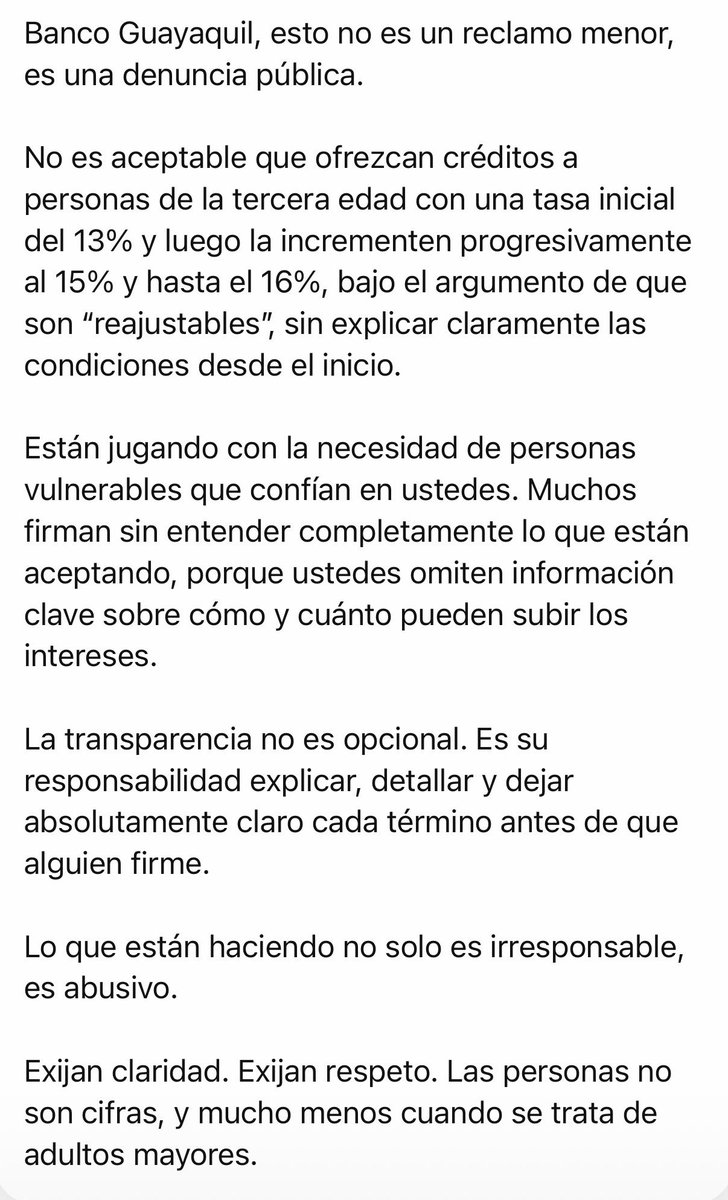 kimsita001's tweet photo. @BancoGuayaquil DENUNCIA PUBLICA / ABUSIVOS @DEFENSORIAEC #adultosmayores #abusofinanciero #faltadetranparencia @teleamazonasec @ecuavisa @eluniversocom https://t.co/Sy65OX3l1l