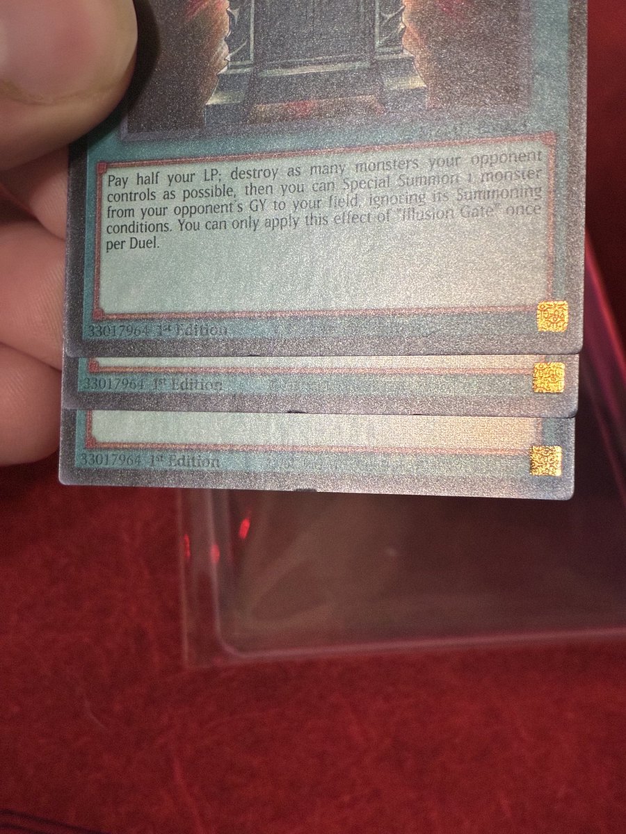 took gamers choice 2 weeks to ship and when they finally did they didn’t even sleeve my cards. not too much damage but definitely incredibly frustrating to receive my “nm” cards like this. will 100% never order from them again. 

they weren’t even in the top loader either 💀