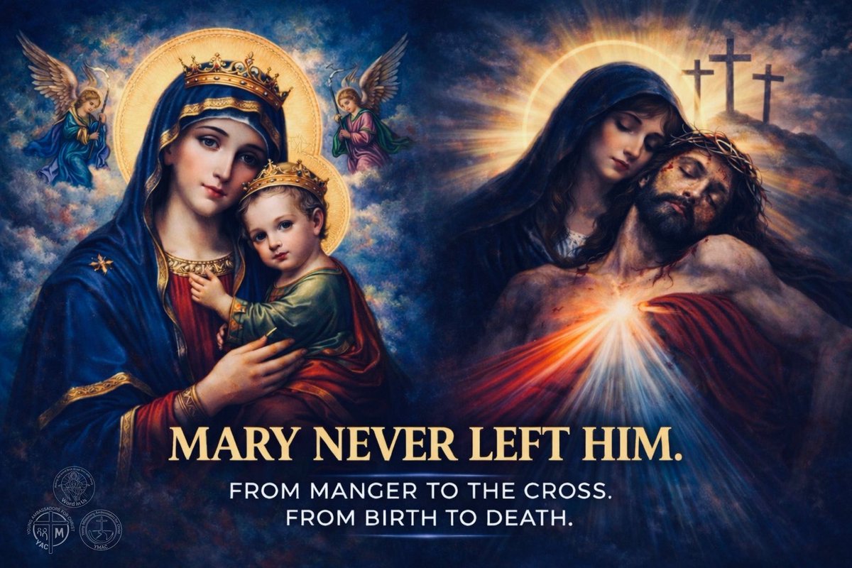 WORDinUS's tweet image. Don’t forget Mama Mary.

She stood there—in pain, in silence, in sorrow… witnessing what no mother should ever see.

She went through suffering we cannot imagine, yet her heart never lost hope.

Even when everything seemed lost, she still believed in God’s promise.

#WordInUs