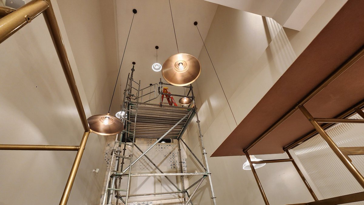 I don't know how I'm awake. I stayed up for 24 hours yesterday. I spent my night installing those lights on a nearly 25 ft high ceiling. I did that all alone on the scaffolding. I completed 3 more jobs after a 2 hour nap today. I'm tired, but I need food first.