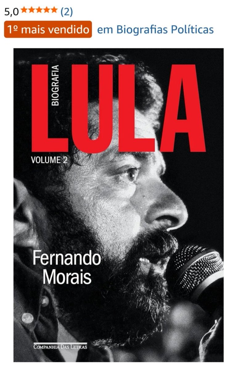 Qual é a biografia mais vendida no Brasil? Sim, o volume 2 de Lula que acaba de sair do forno. Eu li o volume 1, excelente. Narra o desenvolvimento de sua consciência crítica e formação sindical.