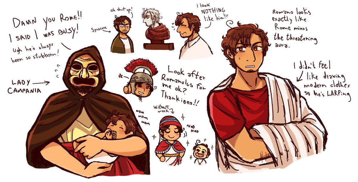 Random doodle sheet except it turned out Romano themed on accident