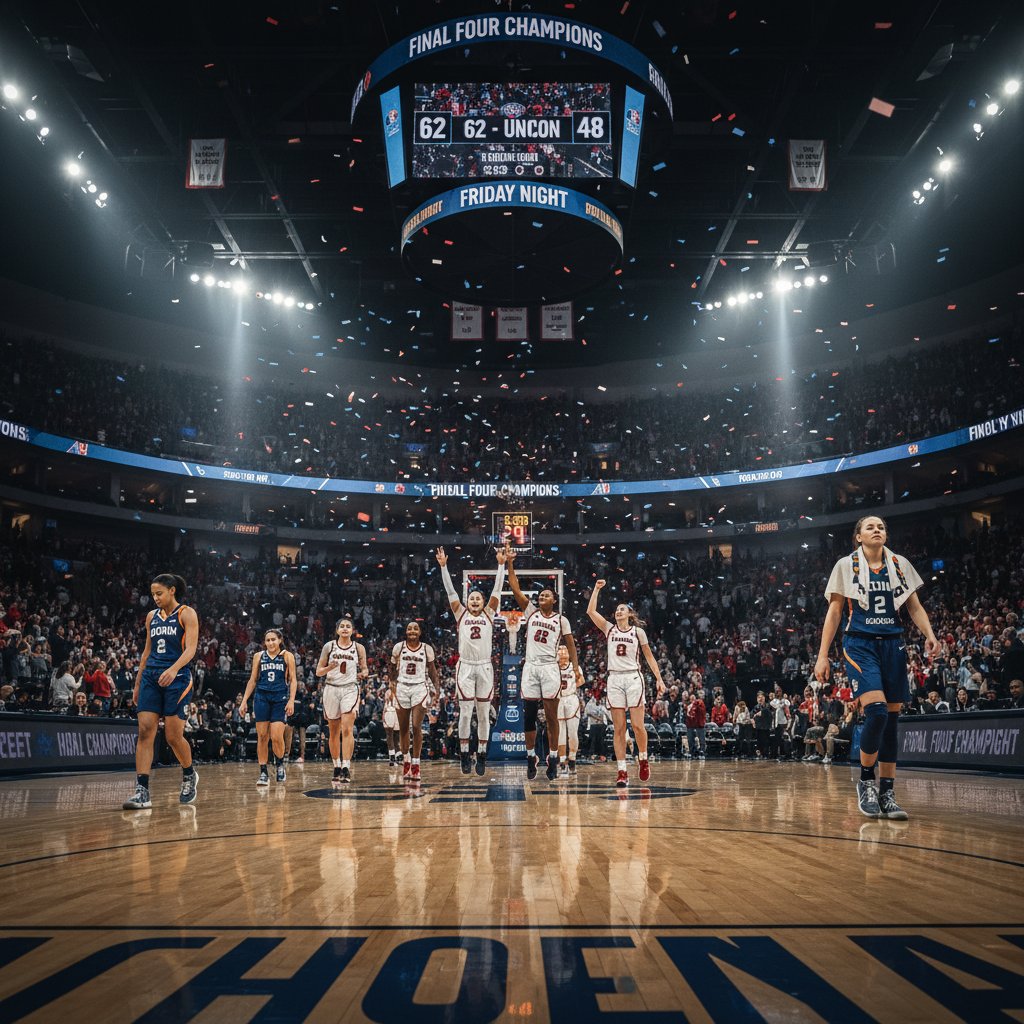 Puddins_POP's tweet photo. The South Carolina Gamecocks just shattered the UConn Huskies' legendary 54-game win streak in a jaw-dropping Final Four clash, leaving Phoenix buzzing! The championship game awaits, but is this the dawn of a new dynasty? Can UConn bounce back from this stunning upset, or are we witnessing the rise of South Carolina as the new powerhouse in women's college basketball? What's your take, basketball fans?

Sign up for daily picks at https://t.co/QgmFIEuYHv 🏆

#PuddinsPOP #SportsNews