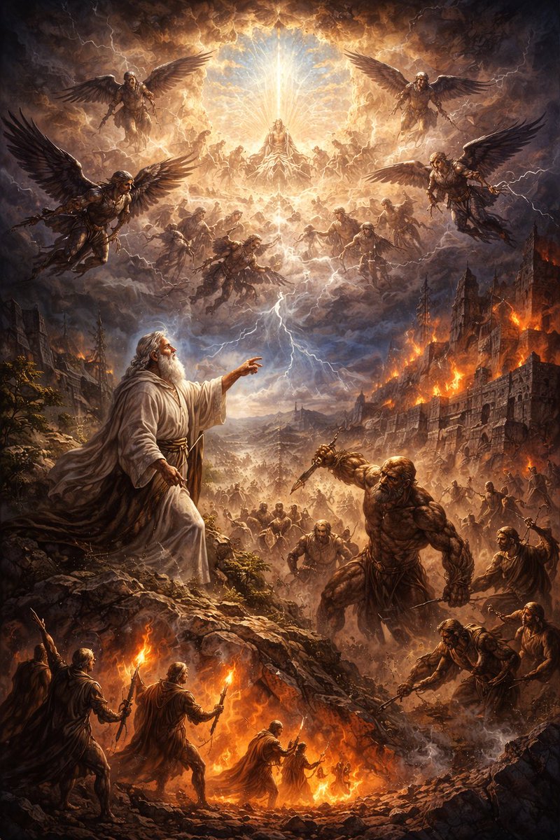 CatholicPeople's tweet photo. The Book of Enoch describes how a group of angels called the “Watchers” rebelled against God, descended to Earth, and took human wives, producing giant offspring called the Nephilim who filled the world with violence and corruption. Enoch is taken on heavenly journeys where he sees God’s throne, the structure of the universe, and the places of judgment for both angels and humans. The book explains that God will punish the fallen angels, destroy the wicked, and ultimately bring justice through a chosen righteous figure often called the “Son of Man.” Overall, it’s a vivid, apocalyptic story about rebellion, divine judgment, and the eventual restoration of order under God.