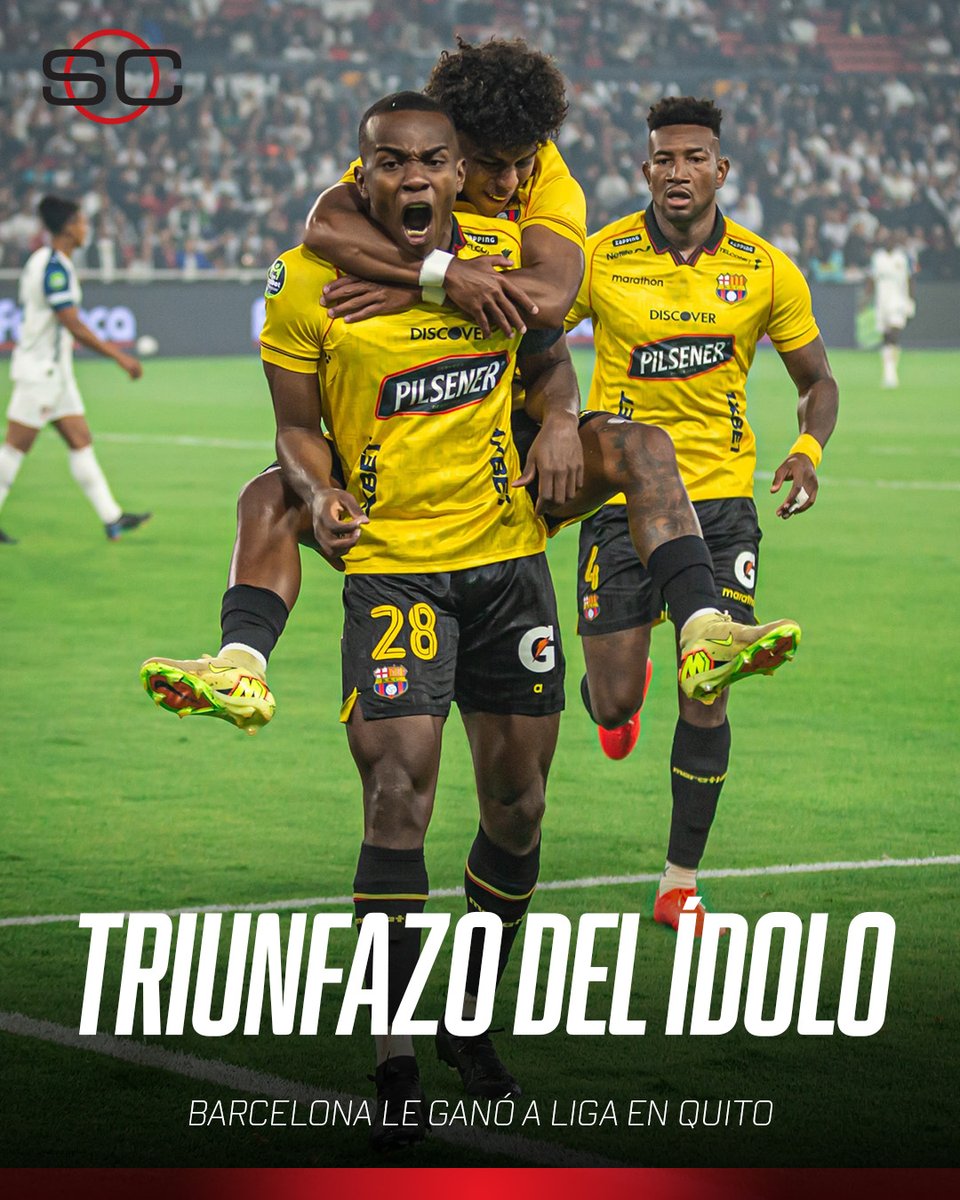 SC_ESPN's tweet photo. 🔥 TRIUNFAZO COMO VISITANTE PARA ACERCARSE A LA CIMA

👏 Barcelona le ganó a Liga de Quito por 2-0 y quedó a un punto de Independiente del Valle (juega mañana vs. Orense) en la Liga Pro de Ecuador

⚽ Jhonny Quiñónez y Tito Villalba los goles

🏆 Ambos tendrán acción de Copa entre semana:
📌 Los Albos jugarán ante Always Ready por la #Sudamericana
📌 El Ídolo del Astillero recibirá a Cruzeiro por la #Libertadores

📷 @BarcelonaSC